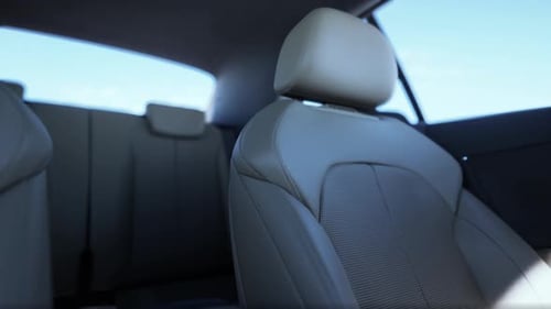 Modern Empty Car Interior with Cream Leather Seats