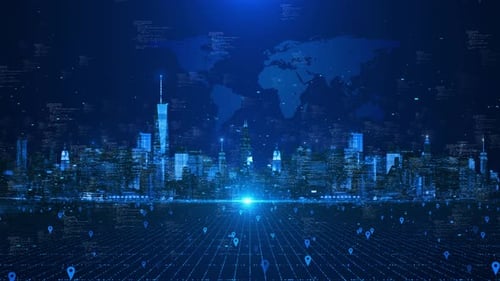 Futuristic Digital Technology Transformation Smart City Background City Skyline Artificial