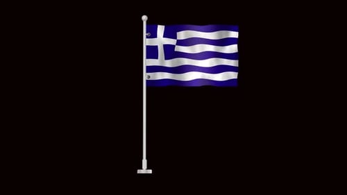 Realistic Animated Waving Greek Flag Loop on Pole