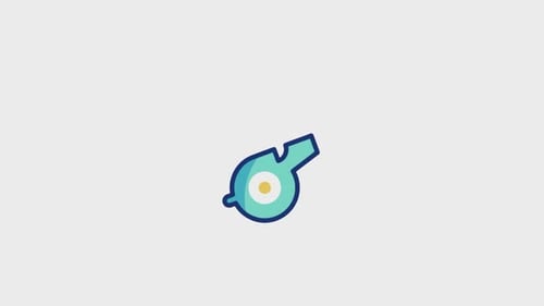 Animated Blue Whistle Icon in Flat Design Style