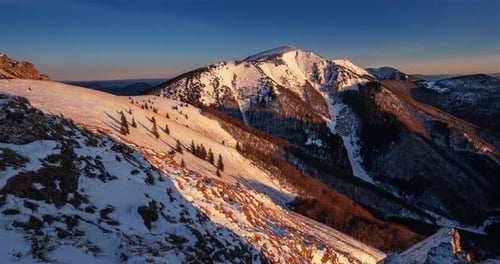 Peaceful Sunset in Winter Mountains