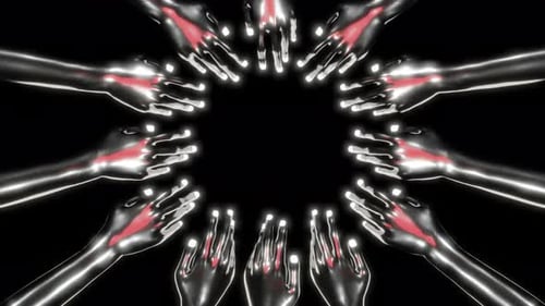 Futuristic Glowing Hands Framing Reveal Animation