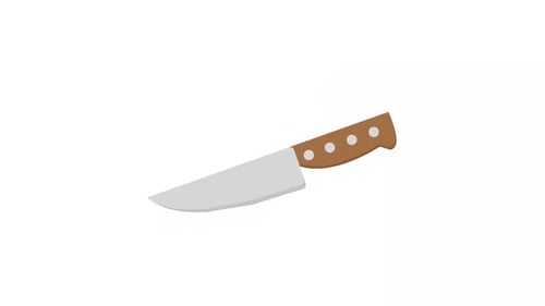 Animated Flat Design Kitchen Knife Reveal