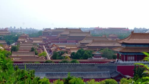 Aerial View of Forbidden City Imperial Palace with Traditional