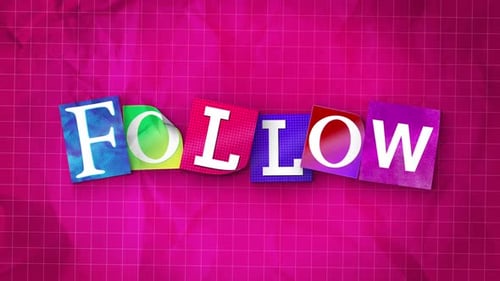 Animated Cut-Out 'Follow' Text Reveal with Textured Background