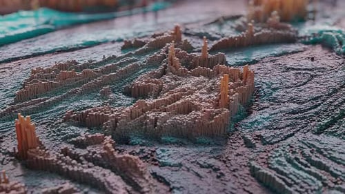 3D animation of a fantastic pattern of cubes