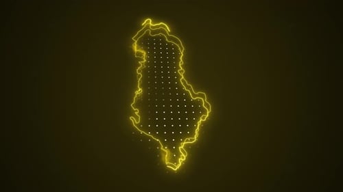 Digital Glowing Map Outline Animation of Albania