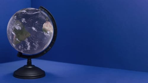 Clean Earth Globe On Blue Background 4k Loop