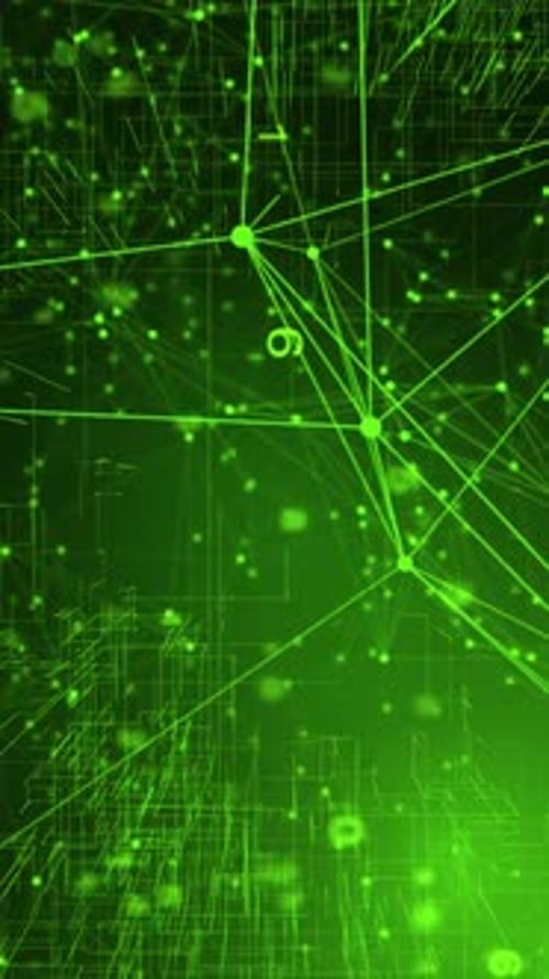 Dynamic digital network with vibrant green glow for modern tech backgrounds