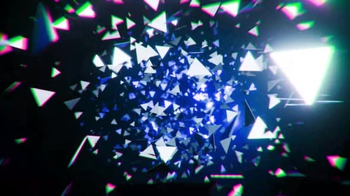 Abstract Glitch Geometric Triangles Light Tunnel Background Loop