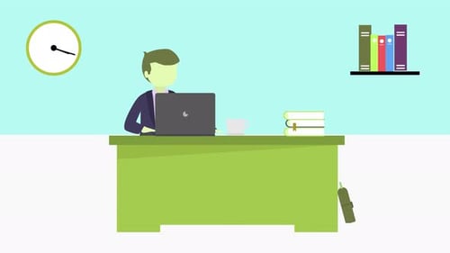Office Desk Workplace Man Animation