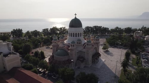 Vue aérienne vers la cathédrale Saint-André, Patras, Grèce