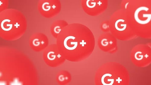 Floating Red G+ Spheres Technology Background Loop