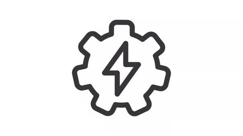 Pulsating Animated Gear and Lightning Bolt Icon