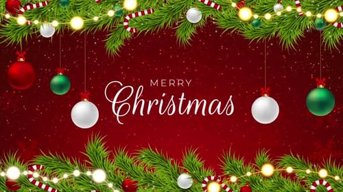 Festive Christmas Garland Border with Merry Christmas Text Reveal