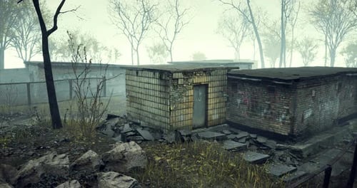 Foggy Overgrown Ruins Evoke an Eerie Atmosphere