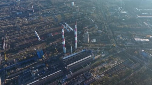 Industrial steel production at large iron manufacturing plant
