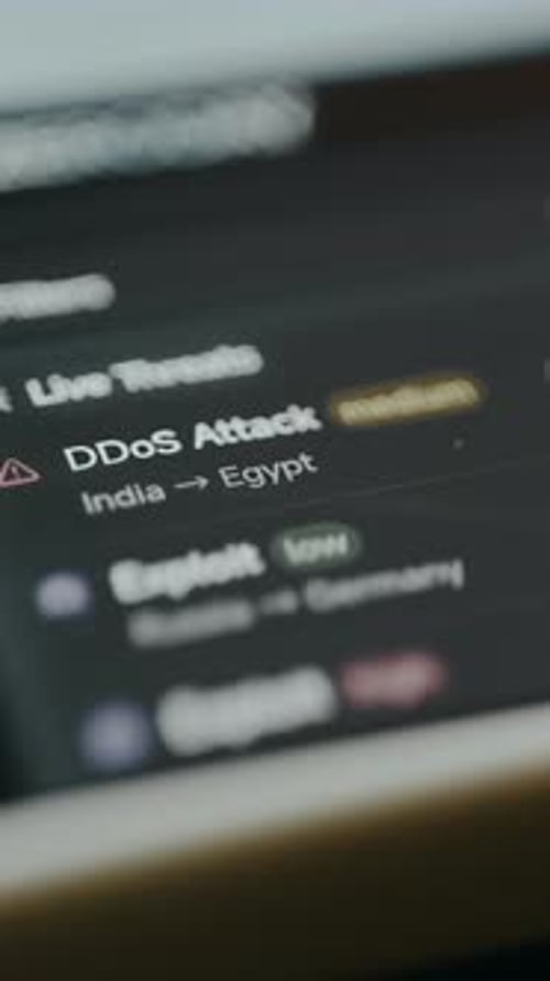 Smartphone Screen Displaying Live Threats with Arrows and Names