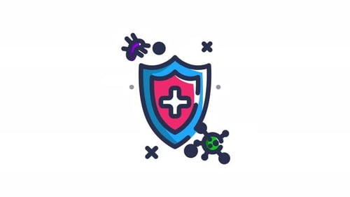 Flat Design Medical Shield Protection Icon Animation