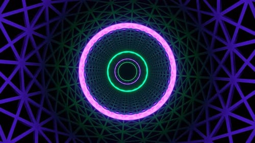 Purple And Turquoise Neon Light Grate Tunnel Background Vj Loop In 4K