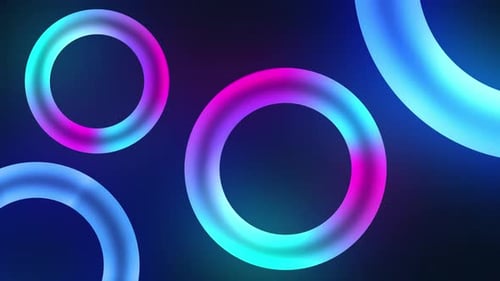 Abstrakte blaue und rosafarbene bewegte leuchtende Kreisformen