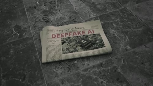 Deepfake AI News Headline on a Newspaper