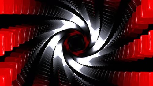 Fantastischer LED-Wirbelspiralhintergrund, Weiß und Rot, VJ Loop in 4K