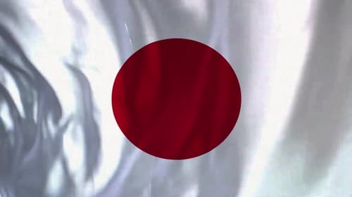 Realistic Japanese Flag Waving Animation