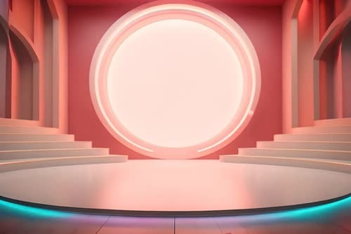 podium Futuristic showcase with platform for product displaying. Empty modern stage display