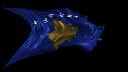 Realistic Waving Kosovo Flag Animation with Alpha Channel