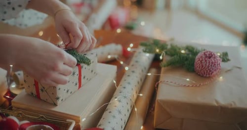 Decorating Christmas Gifts at Home