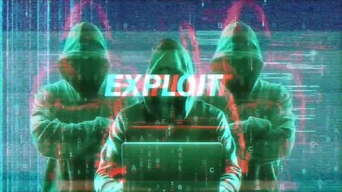 Hooded Hackers Exploiting Digital Code Glitch Animation