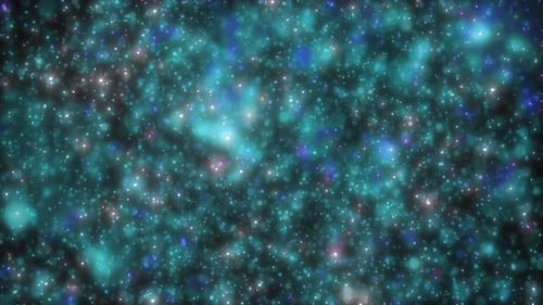 Flowing Teal Blue Sparkling Particles Motion Background