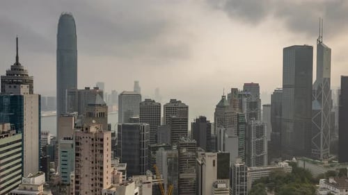 Die Skyline von Hongkong City von einem hohen Aussichtspunkt aus