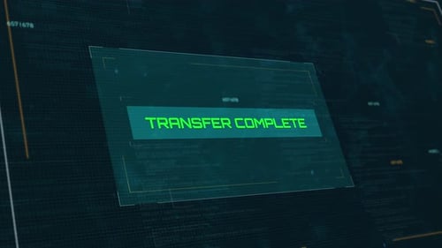 Transfer Complete Notification: Futuristic Loading Screen Animation for Cyber Security