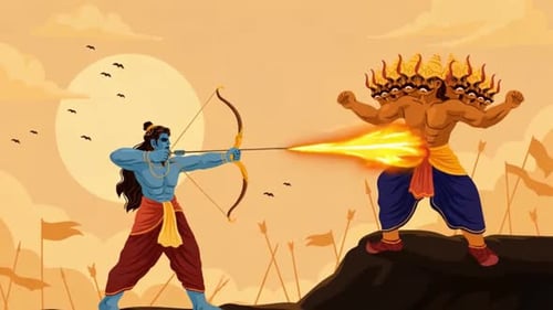 Lord Rama bat Ravana lors d'une bataille épique - Mythologie hindoue - Festival de Dussehra