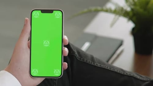 Man Using Green Screen Phone