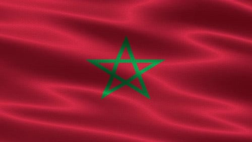 Morocco National Flag Realistic Fabric Waving Animation