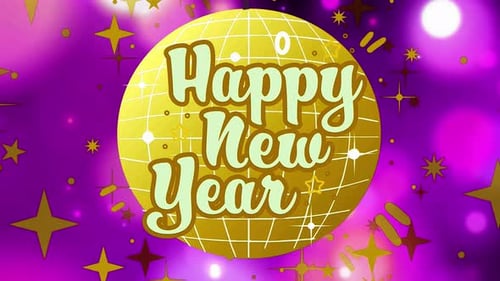 Golden Retro Disco Ball New Year Animation