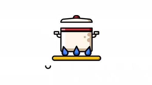 Animated Cooking Pot with Steam on a Stove Icon