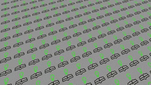 Geometric Grid Background of Animated Book and Lightbulb Icons