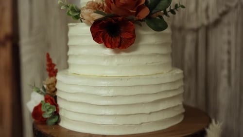 Close Up Of A Beautifully Decorated Wedding Cake