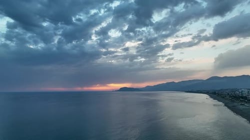Background Textured Sea Sunset Aerial View 4 K