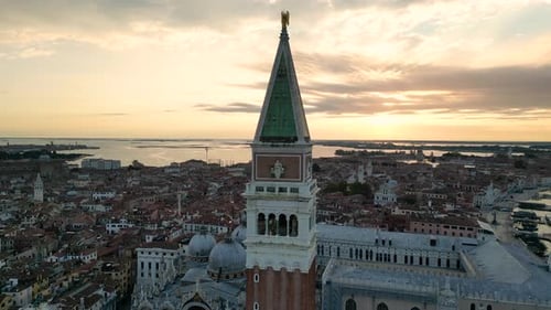 Venice City Aerial View of St Mark's Campanile Italy