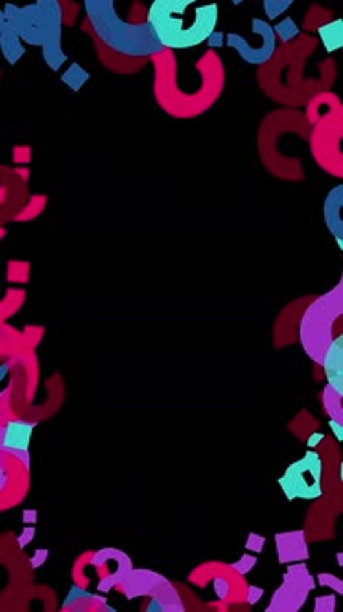 Colorful Abstract Question Mark Animated Vertical Border Loop