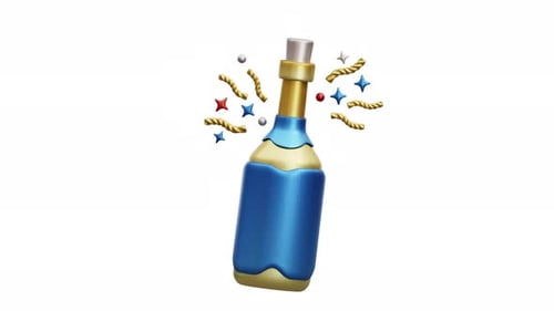 3d Animation New Years Celebration Party Champagne Festive