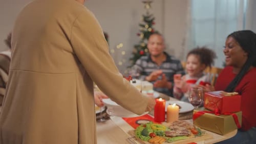 Family Holiday Celebration at Home with Cake