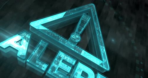 Alert cyber attack symbol 3d digital concept loop