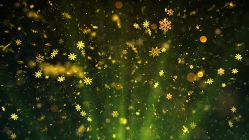 Animated Golden Christmas Snowflakes Falling Festive Background