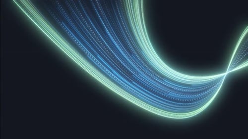 Abstract Flowing Neon Lines and Particles Background